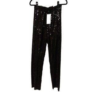 ZARA Black Sequin Hi-Rise Legging Straight Black 'Festive Days' Formal P…